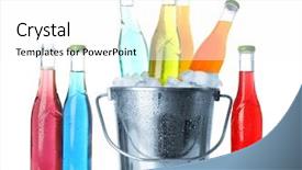  Presentation with flavor - Audience pleasing slide set consisting of flavor water - bottles of tasty drink backdrop and a white colored foreground