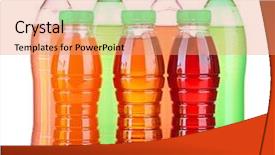  Presentation with flavor - PPT layouts consisting of flavor water - bottles with tasty drinks isolated background and a coral colored foreground