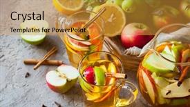  Presentation with citrus - Audience pleasing PPT theme consisting of flavor water - sangria with apples citrus backdrop and a gold colored foreground