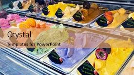  Presentation with ice cream - Cool new PPT layouts with flavors of colored ice cream backdrop and a coral colored foreground