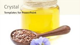  Presentation with oil seeds - Cool new PPT theme with flax-oil-with-flax-seeds backdrop and a yellow colored foreground