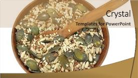  Presentation with pumpkin seeds - Theme with flax pumpkin sesame and sunflower seeds healthy mix background and a yellow colored foreground
