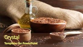  Presentation with oil seeds - Beautiful PPT layouts featuring flax seeds and oil on wooden table background closeup backdrop and a tawny brown colored foreground