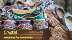  Presentation with indian - Audience pleasing slide deck consisting of flea market - colorful hand-crafted tradition indian shoes backdrop and a tawny brown colored foreground