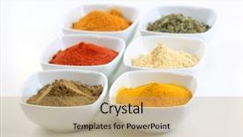  Presentation with legacy nationalist movement indian politics - PPT layouts enhanced with flea market - different indian spices on bowls background and a yellow colored foreground