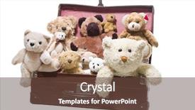  Presentation with team group - Slide deck consisting of flea market - luggage full of plush teddy background and a tawny brown colored foreground