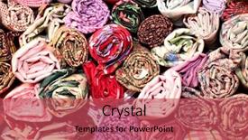  Presentation with fabric - Colorful PPT layouts enhanced with flea market - rolls of fabric backdrop and a red colored foreground