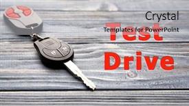  Presentation with car key - Cool new PPT layouts with fleet management - test drive concept car key backdrop and a light gray colored foreground