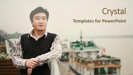  Presentation with fleet - Audience pleasing presentation theme consisting of fleet management - young business man beside steamboat backdrop and a lemonade colored foreground