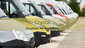  Presentation with fleet - Slide deck featuring fleet-of-commercial-van-trucks background and a yellow colored foreground