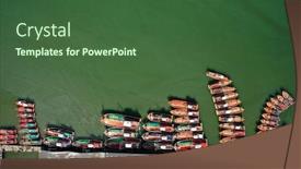  Presentation with fishing boats - Theme having fleet-of-fishing-boats background and a ocean colored foreground