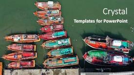  Presentation with fishing boats - Audience pleasing PPT layouts consisting of fleet-of-fishing-boats backdrop and a ocean colored foreground