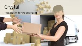  Presentation with wuhan fiberhome international technologies phils. - Audience pleasing slide set consisting of fleet service - female messenger delivering a parcel backdrop and a soft green colored foreground