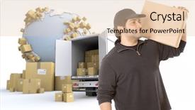  Presentation with fleet - Slide set featuring fleet service - messenger delivering a parcel background and a lemonade colored foreground