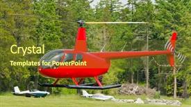  Presentation with helicopter - Beautiful presentation theme featuring fleet service - red helicopter and green forest backdrop and a tawny brown colored foreground
