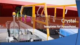  Presentation with fleet - Slide deck featuring fleet service - suitcases on moving conveyor attached background and a tawny brown colored foreground