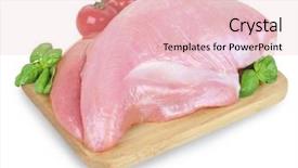  Presentation with turkey - Presentation enhanced with flesh - turkey fillet isolated decorated basil background and a lemonade colored foreground