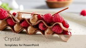  Presentation with chocolate dessert - Audience pleasing slide set consisting of fleur-de-lys-milk-chocolate backdrop and a coral colored foreground