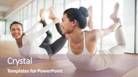  Presentation with holding hands - Beautiful PPT theme featuring active and flexible girls lying backdrop and a  colored foreground