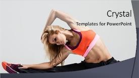  Presentation with fitness - Beautiful PPT theme featuring beautiful fitness model stretches backdrop and a light gray colored foreground