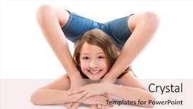  Presentation with flexible - Colorful PPT theme enhanced with flexible contortionist kid girl playing backdrop and a lemonade colored foreground