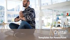  Presentation with executive - Amazing theme having workplace wellness - male executive performing yoga backdrop and a gray colored foreground