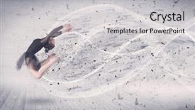  Presentation with ballet - PPT theme with flexible - performance ballet dancer jumping background and a light gray colored foreground
