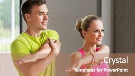  Presentation with healthy people - Presentation theme having sportive - sport fitness healthy lifestyle background and a coral colored foreground