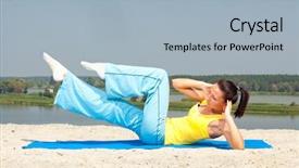  Presentation with group of three young girl - PPT layouts consisting of flexibility sports - sporting a young girl has background and a  colored foreground