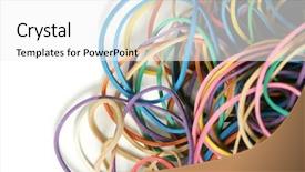  Presentation with band - PPT layouts featuring flexibility work - close-up of elastic rubber band background and a white colored foreground