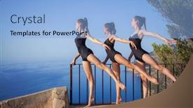  Presentation with flexible - PPT theme with flexible-ballet-dancer-gymnast-dancing background and a light blue colored foreground