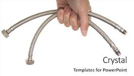  Presentation with flexible - Cool new slides with flexible tube for water in a metal braid on a white background backdrop and a white colored foreground