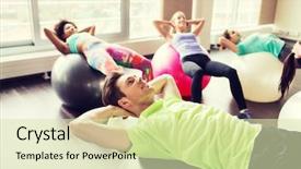  Presentation with abdominal - Presentation theme having flexing abdominal muscles on fitball background and a soft green colored foreground