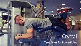  Presentation with bodybuilding - Beautiful theme featuring flexing muscles on leg curl backdrop and a ocean colored foreground