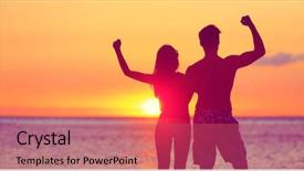  Presentation with flexing - Beautiful slide set featuring flexing showing muscles cheering winning backdrop and a red colored foreground