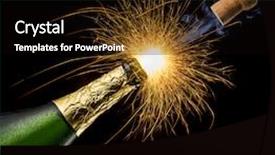  Presentation with black and gold sparkle - PPT layouts featuring flicker - champagne bottle with sparkler lights background and a black colored foreground