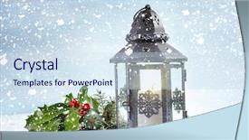  Presentation with christmas holly - Colorful PPT theme enhanced with flicker - christmas lantern with holly leaves backdrop and a sky blue colored foreground