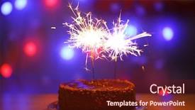  Presentation with flicker - Beautiful PPT theme featuring flicker - tasty cake with sparklers backdrop and a tawny brown colored foreground