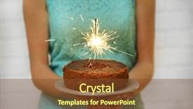  Presentation with confectionery tasty cake pops - Audience pleasing presentation theme consisting of flicker - woman holding tasty cake backdrop and a tawny brown colored foreground