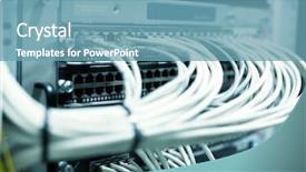  Presentation with telecommunication - Cool new PPT theme with flickering - connected telecommunication data device backdrop and a teal colored foreground