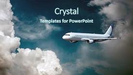  Presentation with airplane night sky cloud - Theme enhanced with flied - airplane at flying under sky background and a ocean colored foreground