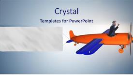 Presentation with airplane - Cool new PPT layouts with fliem banners - old vintage airplane with banner backdrop and a  colored foreground