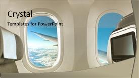  Presentation with cabin - Amazing presentation theme having fliem banners - plane interior with window backdrop and a coral colored foreground