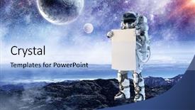  Presentation with spaceman - Cool new PPT layouts with fliem banners - spaceman with banner mixed media backdrop and a  colored foreground