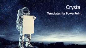  Presentation with spaceman - Cool new PPT theme with fliem banners - spaceman with banner mixed media backdrop and a  colored foreground