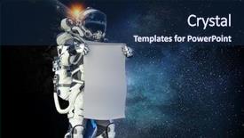  Presentation with spaceman - Slide deck consisting of fliem banners - spaceman with banner mixed media background and a  colored foreground