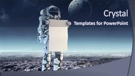  Presentation with spaceman - Presentation theme having fliem banners - spaceman with banner mixed media background and a  colored foreground