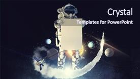  Presentation with spaceman - Slides featuring fliem banners - spaceman with banner mixed media background and a  colored foreground