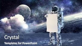  Presentation with spaceman - Audience pleasing PPT layouts consisting of fliem banners - spaceman with banner mixed media backdrop and a  colored foreground