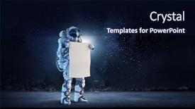  Presentation with spaceman - Cool new slide deck with fliem banners - spaceman with banner mixed media backdrop and a  colored foreground